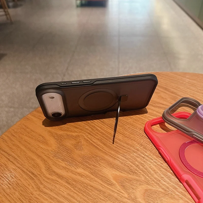 Coque magnétique pour iPhone Air avec support d'anneau, finition douce au toucher, coque résistante aux chocs en TPU et PC, compatible MagSafe - Noir