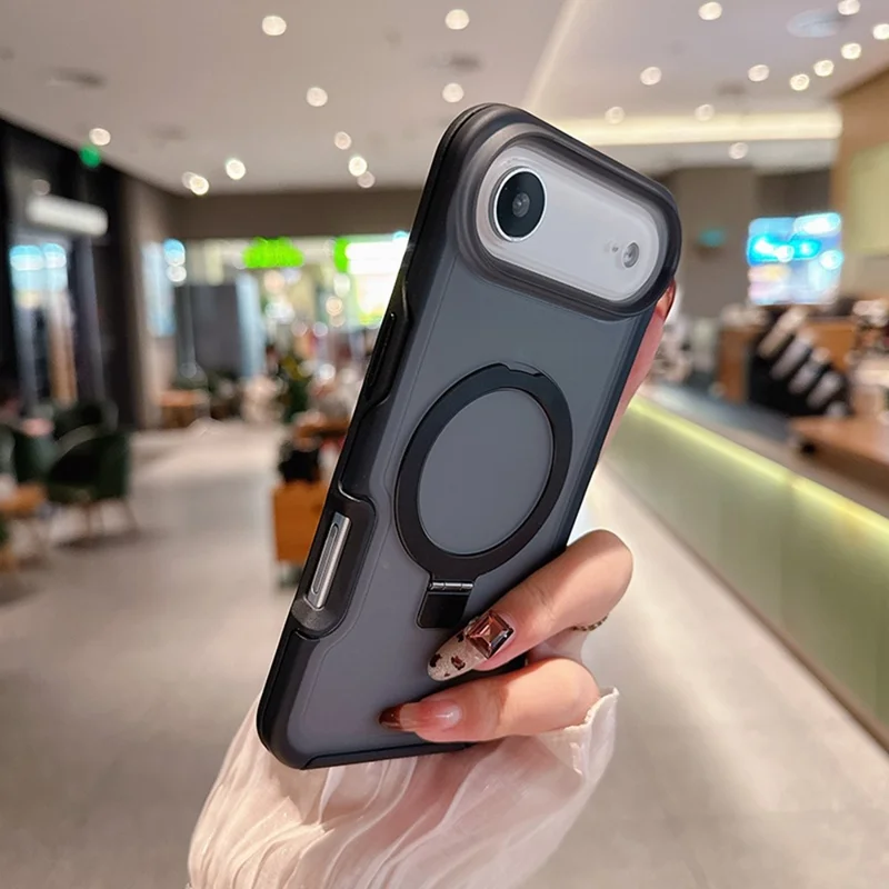 For iPhone Air Magnetic Case with Ring Holder Soft Touch TPU PC Shockproof Cover Compatible with MagSafe - Army Green