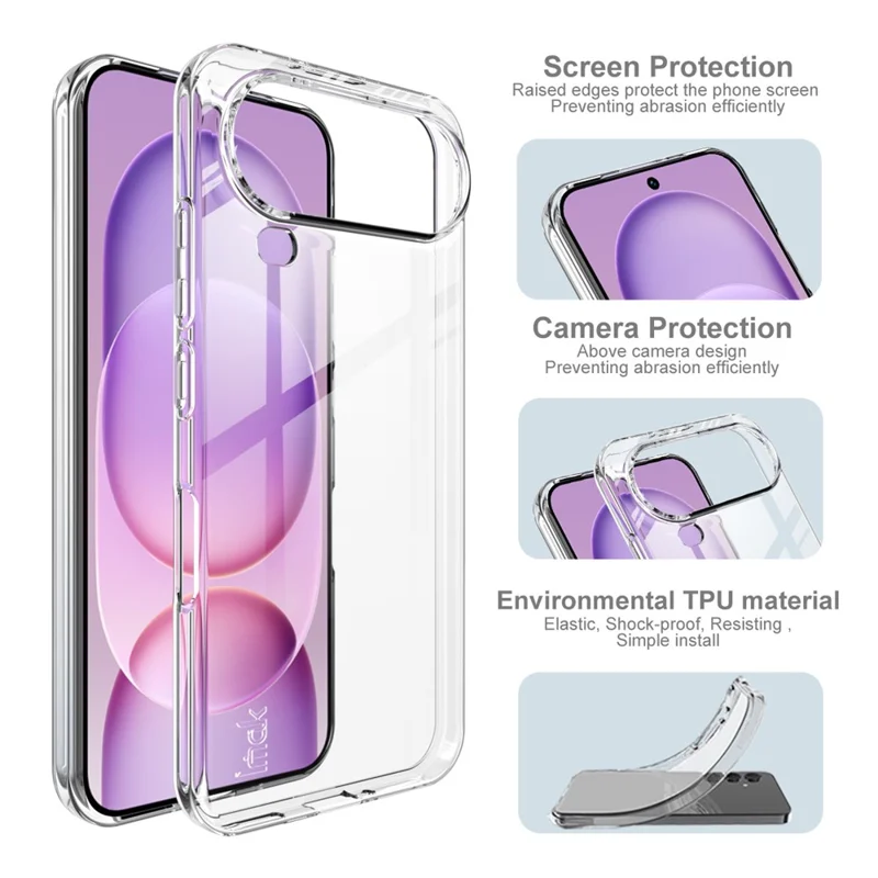 IMAK UX-10 Series For Honor Magic8 Pro Air 5G Phone Case Soft TPU Mobile Back Cover - Transparent
