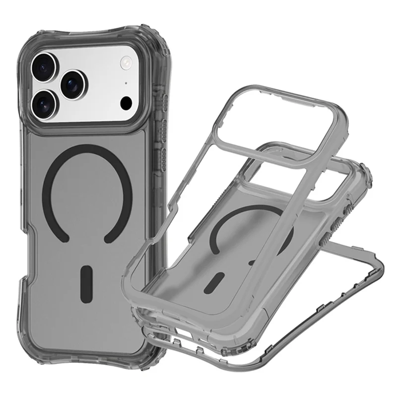 Für iPhone 17 Pro Max Magnetisches Handyhülle Weichberührung 2-in-1 PC+TPU Stoßfestes Cover Kompatibel mit MagSafe - Schwarz