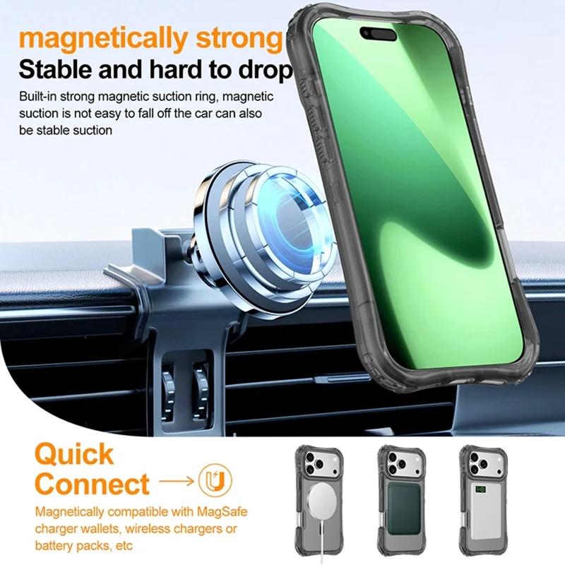 Für iPhone 17 Pro Max Magnetisches Handyhülle Weichberührung 2-in-1 PC+TPU Stoßfestes Cover Kompatibel mit MagSafe - Schwarz