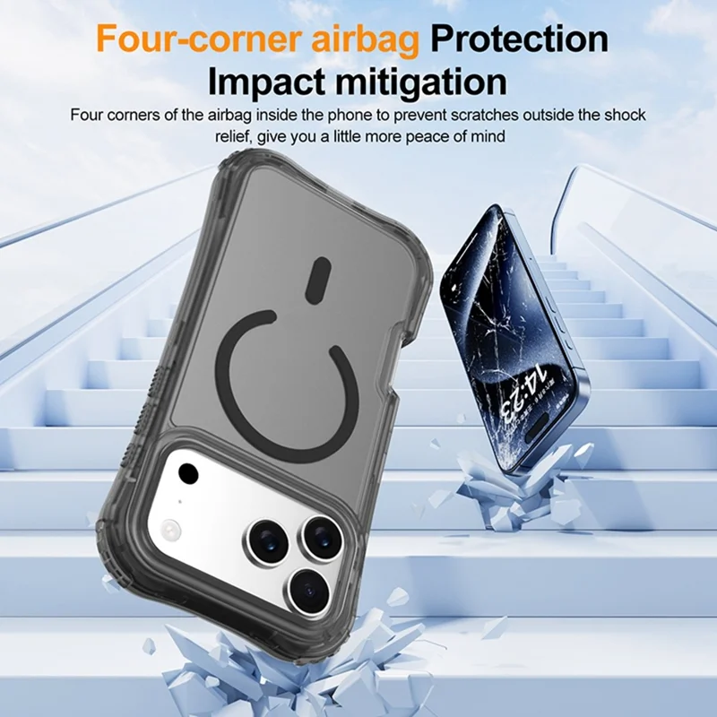 Für iPhone 17 Pro Max Magnetisches Handyhülle Weichberührung 2-in-1 PC+TPU Stoßfestes Cover Kompatibel mit MagSafe - Schwarz