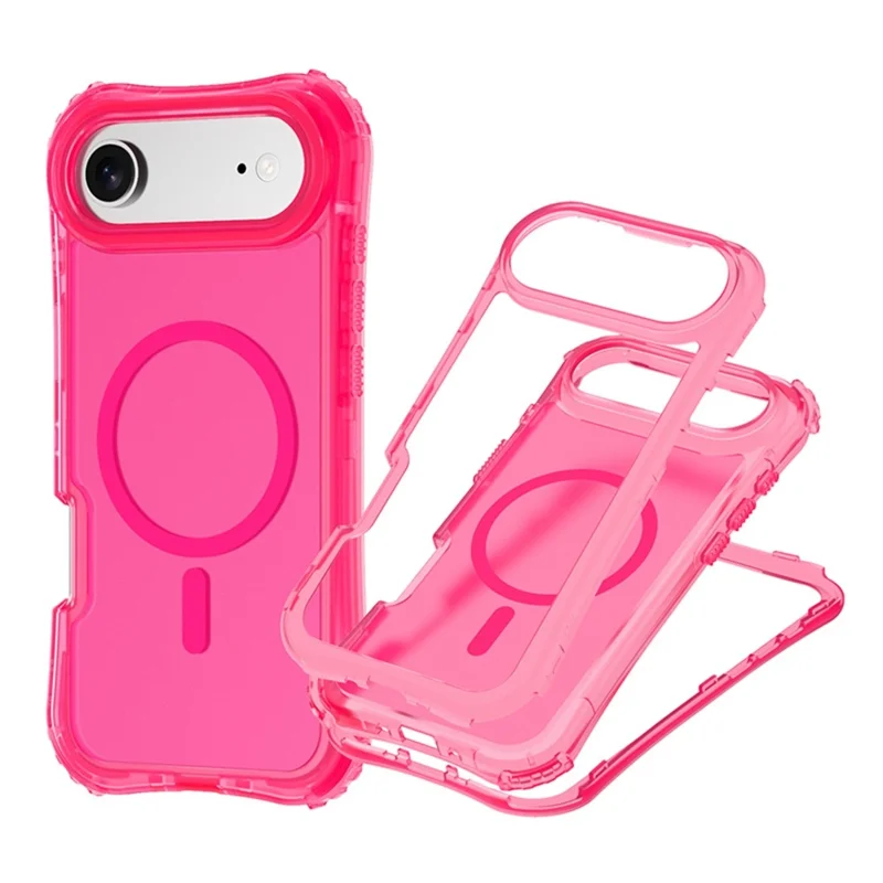 For iPhone Air Magnetic Phone Case Soft-touch 2-in-1 PC+TPU Shockproof Cover Compatible with MagSafe - Rose Pink