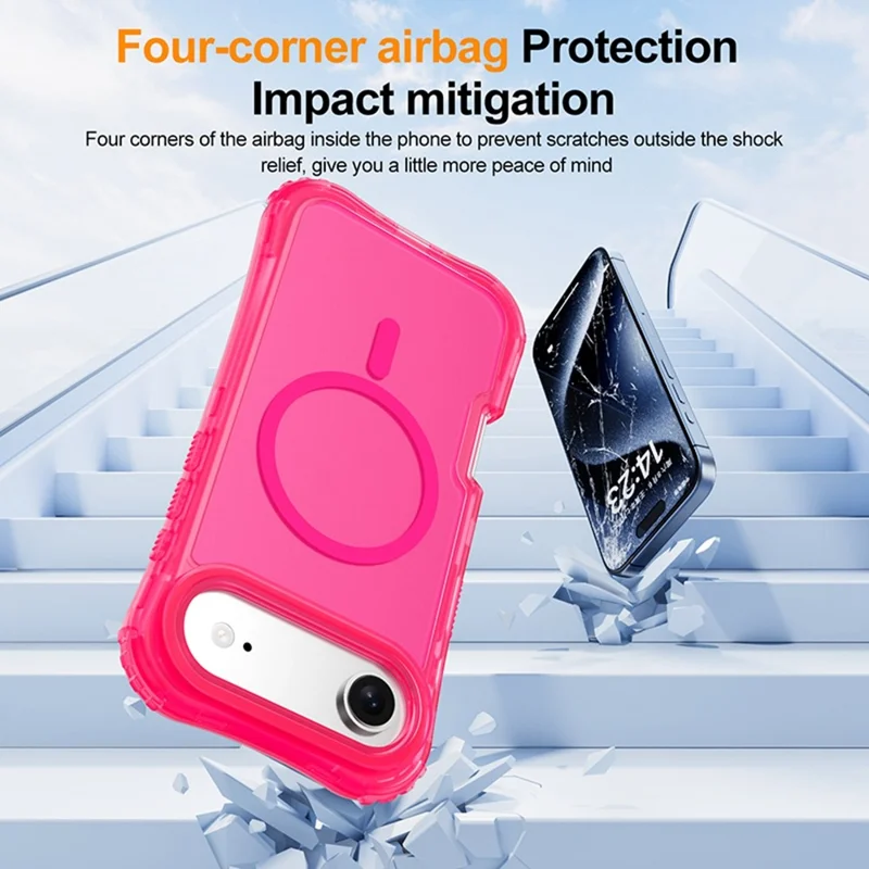 For iPhone Air Magnetic Phone Case Soft-touch 2-in-1 PC+TPU Shockproof Cover Compatible with MagSafe - Rose Pink
