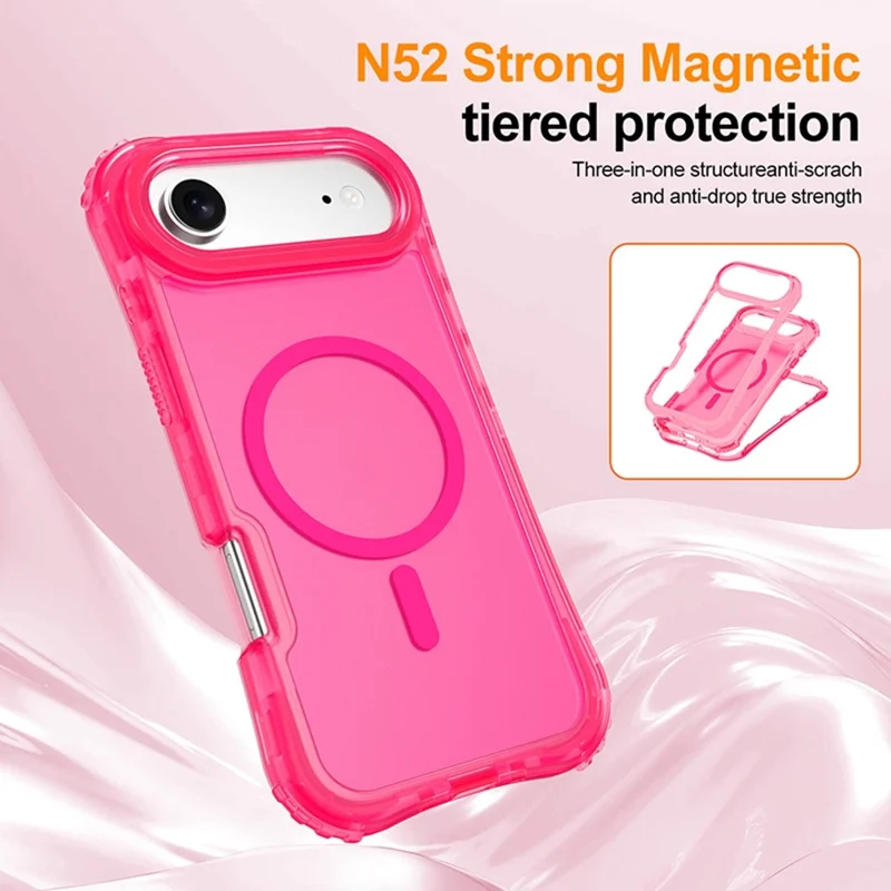 For iPhone Air Magnetic Phone Case Soft-touch 2-in-1 PC+TPU Shockproof Cover Compatible with MagSafe - Rose Pink