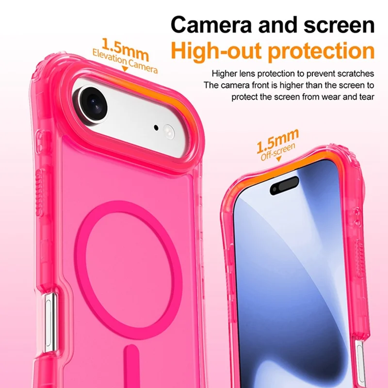 For iPhone Air Magnetic Phone Case Soft-touch 2-in-1 PC+TPU Shockproof Cover Compatible with MagSafe - Rose Pink