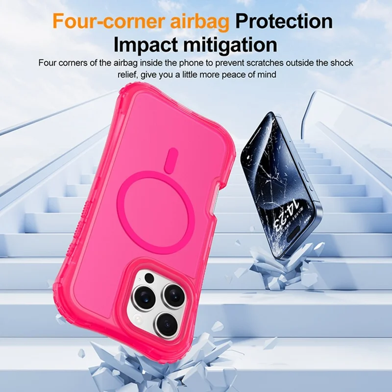 For iPhone 16 Pro Magnetic Phone Case Soft-touch 2-in-1 PC+TPU Shockproof Cover Compatible with MagSafe - Rose Pink