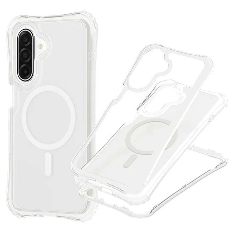 For Samsung Galaxy S26 Magnetic Phone Case Soft-touch 2-in-1 PC+TPU Shockproof Cover Compatible with MagSafe - White