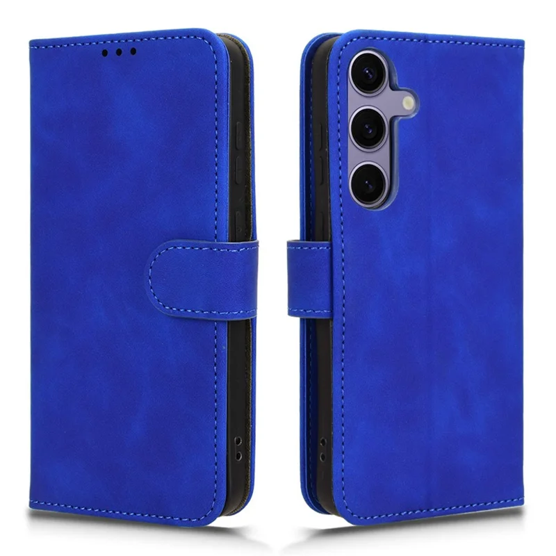 For Samsung Galaxy S26 Leather Case Skin Feel Anti Drop Wallet Stand Flip Phone Cover - Blue