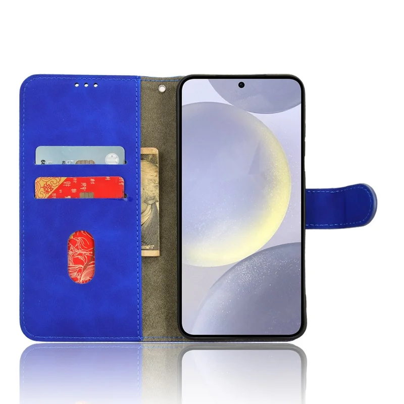 For Samsung Galaxy S26 Leather Case Skin Feel Anti Drop Wallet Stand Flip Phone Cover - Blue