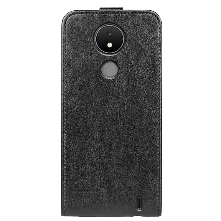Pour Nokia C21 Crazy Horse Texture Carte Solder Couverture de Protection en Cuir Vertical Flip Téléphone Anti-drop Case - le Noir