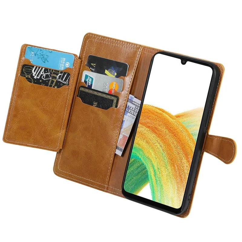 For Samsung Galaxy S26 Case Zipper Flip Leather Phone Cover with Card Holder - Orange