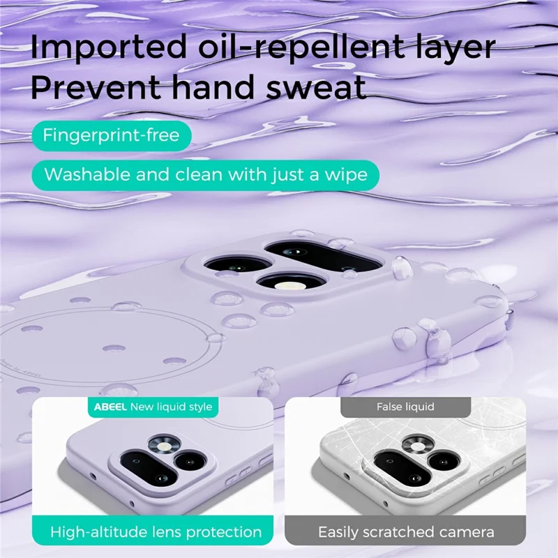 ABEEL Custodia Magnetica in Silicone Liquido Tattile per Realme 16 Pro+ 5G, Cover Posteriore - Viola