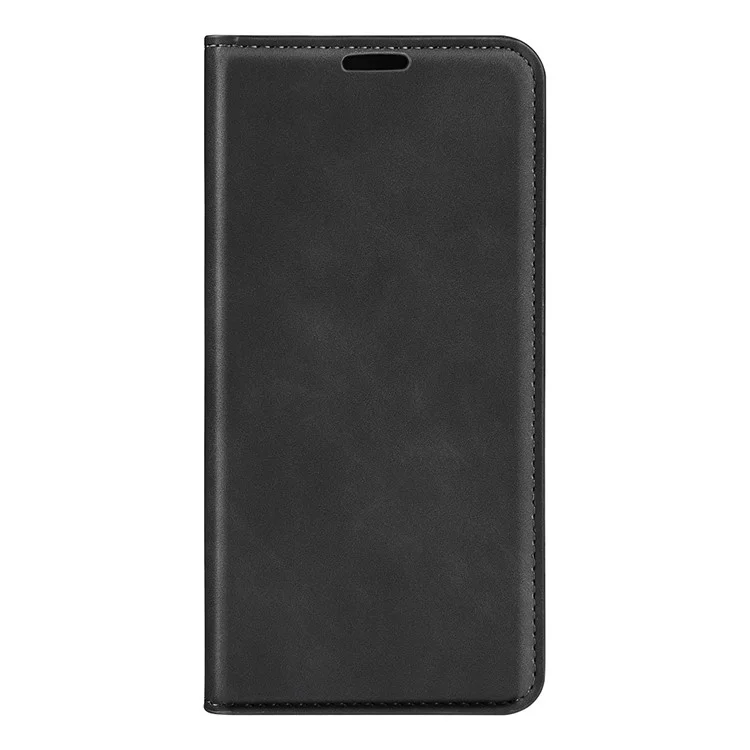 Für Nokia C21 Skin-touch Feeling Phone Stand Case PU Leder Folio Flip Magnetisch Auto-absorbiert Brieftasche Abdeckung - Schwarz