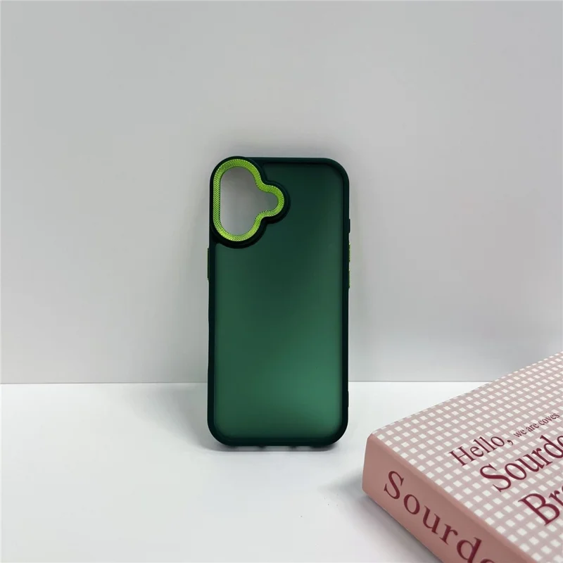 Bulk Purchasing for iPhone 16 Plus Phone Case with Diamond Pattern Lens Frame PC TPU Protective Cover - Blackish Green