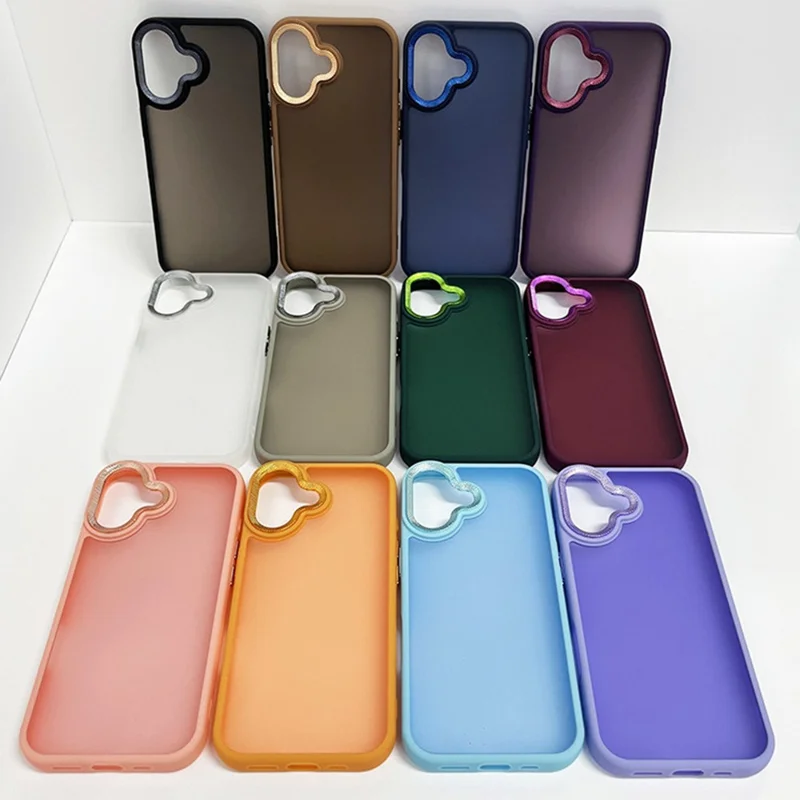 Bulk Purchasing for iPhone 16 Plus Phone Case with Diamond Pattern Lens Frame PC TPU Protective Cover - Blackish Green