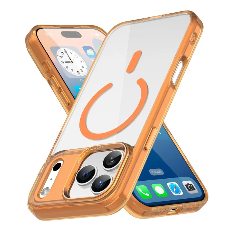 Kauf in Großmengen für iPhone 17 Pro Max magnetische Hülle PC TPU Handy-Schutzhülle kompatibel mit MagSafe - Orange