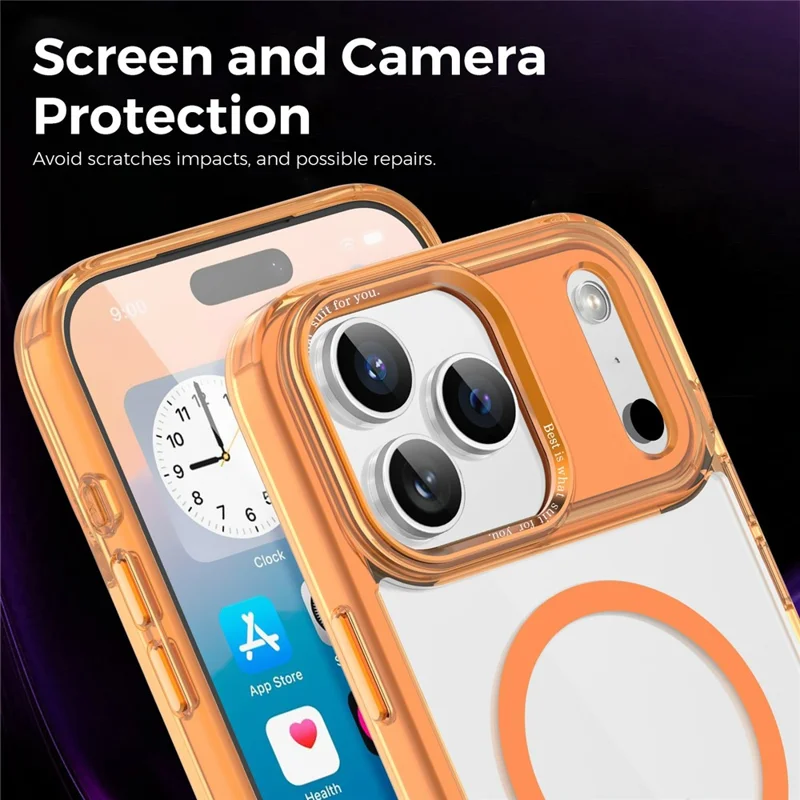 Kauf in Großmengen für iPhone 17 Pro Max magnetische Hülle PC TPU Handy-Schutzhülle kompatibel mit MagSafe - Orange