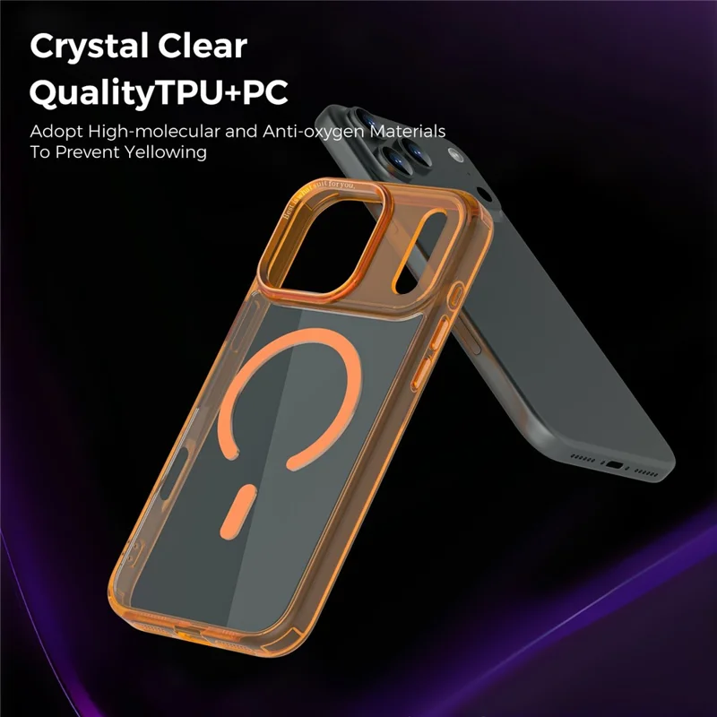 Kauf in Großmengen für iPhone 17 Pro Max magnetische Hülle PC TPU Handy-Schutzhülle kompatibel mit MagSafe - Orange
