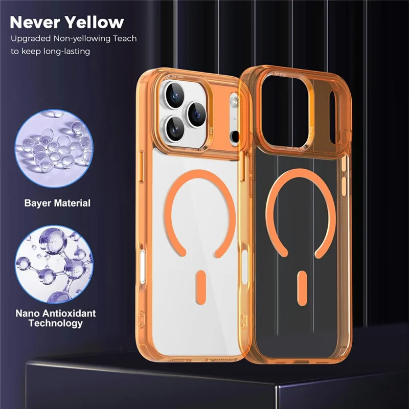 Kauf in Großmengen für iPhone 17 Pro Max magnetische Hülle PC TPU Handy-Schutzhülle kompatibel mit MagSafe - Orange