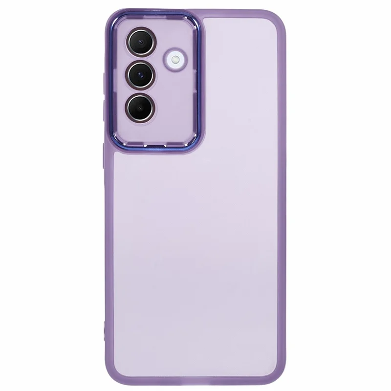 For Samsung Galaxy A37 5G Case Electroplated Camera Frame TPU Phone Cover - Transparent Purple