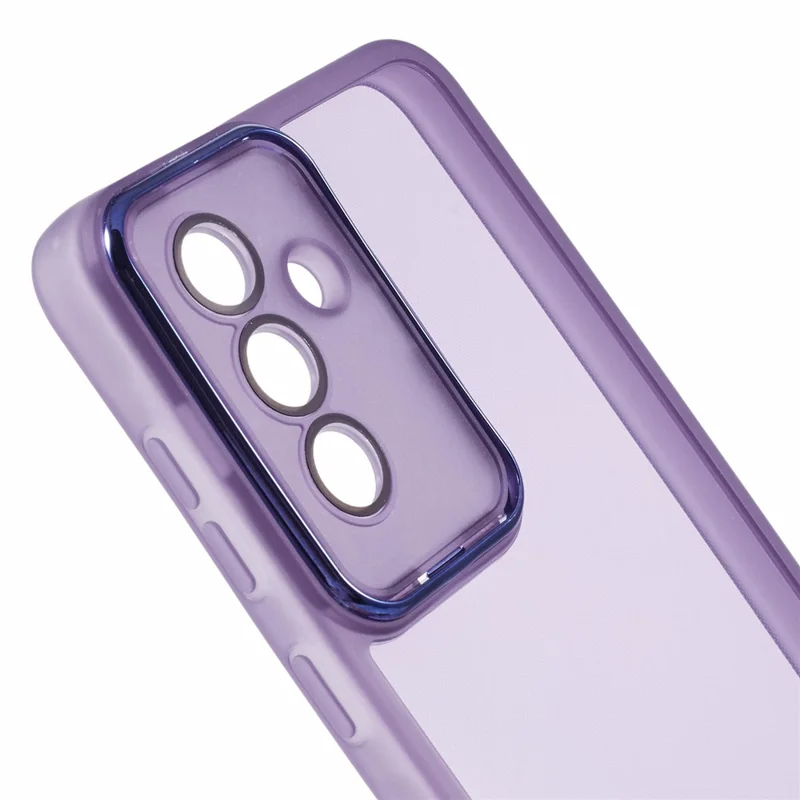 For Samsung Galaxy A37 5G Case Electroplated Camera Frame TPU Phone Cover - Transparent Purple