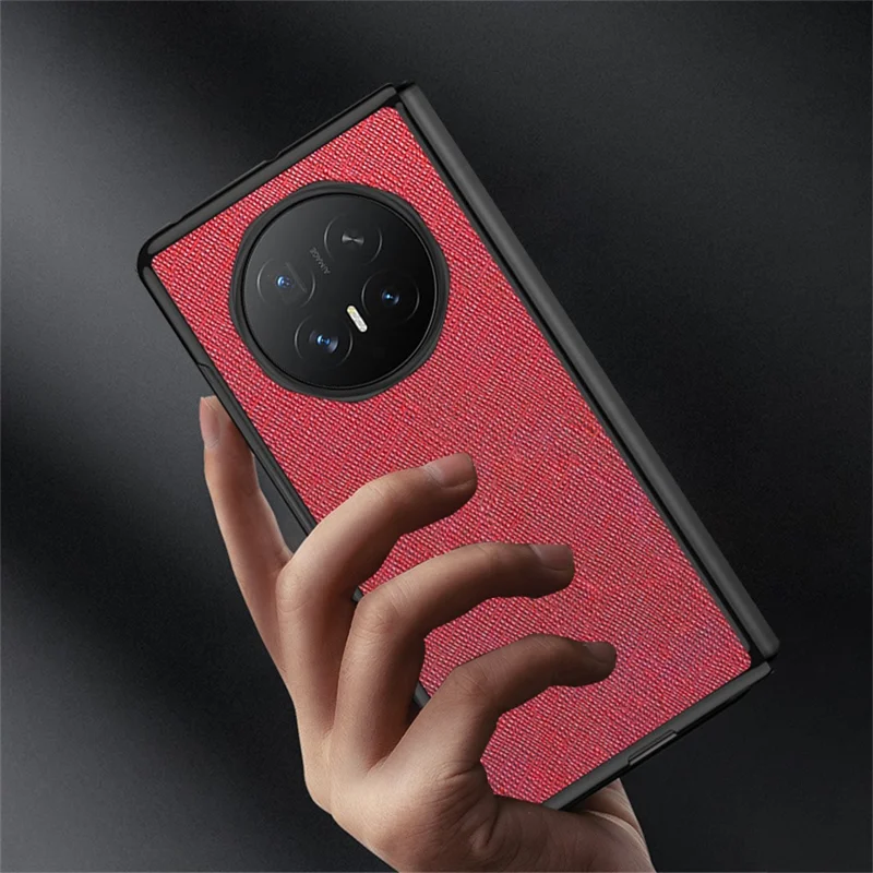 For Honor Magic V6 5G Case Litchi Texture PU Leather Coated PC + TPU Protective Phone Back Cover - Red