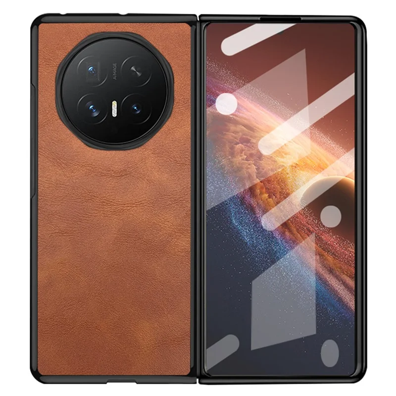 For Honor Magic V6 5G Case Retro Leather Coated PC + TPU Phone Cover - Brown
