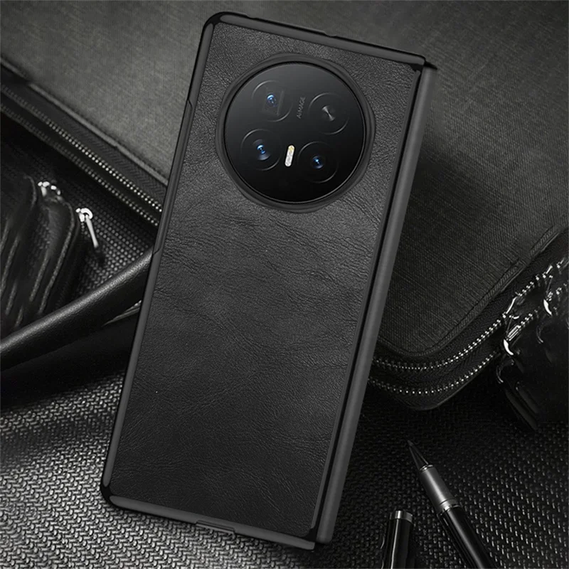 For Honor Magic V6 5G Case Retro Leather Coated PC + TPU Phone Cover - Brown