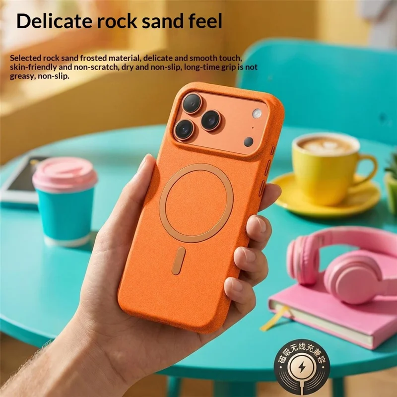For iPhone 17 Pro Matte Magnetic Phone Case with Tempered Glass Anti-Fingerprint Protective Cover - Orange