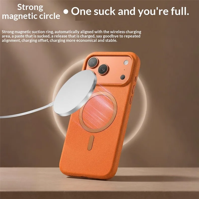 For iPhone 17 Pro Matte Magnetic Phone Case with Tempered Glass Anti-Fingerprint Protective Cover - Orange