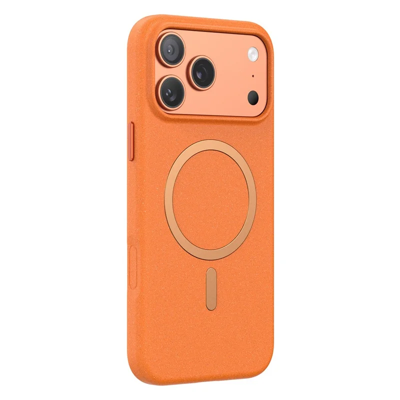 For iPhone 17 Pro Max Matte Magnetic Phone Case with Tempered Glass Anti-Fingerprint Protective Cover - Orange