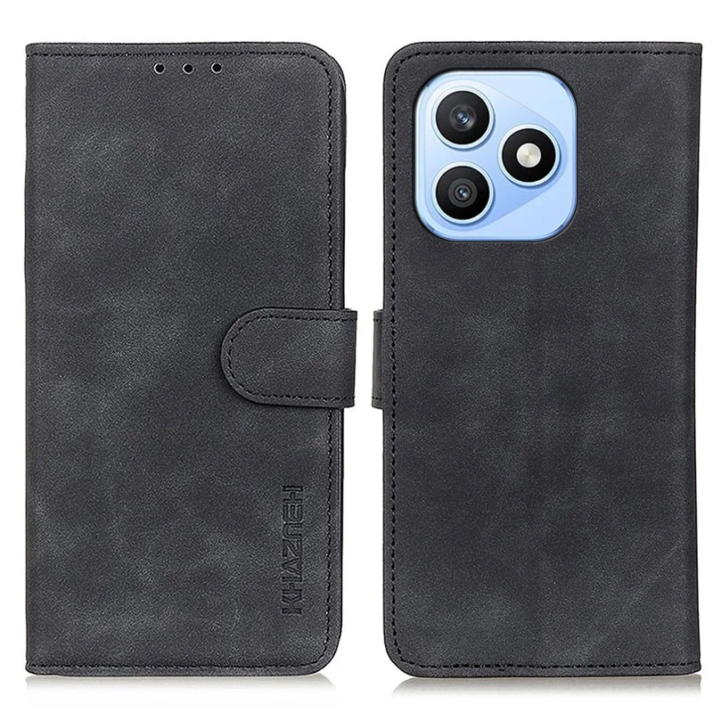 KHAZNEH For Honor X8d 4G Case PU Leather Retro Texture Phone Cover - Black