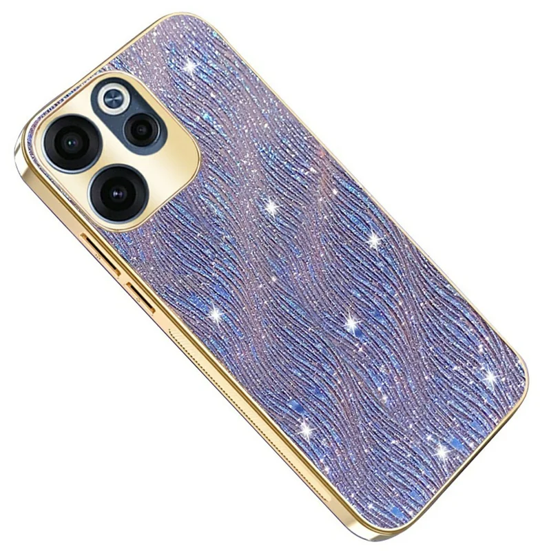 For Oppo Reno15 F 5G Case Electroplating Ripple Texture PU + TPU + PC Phone Back Cover - Purple