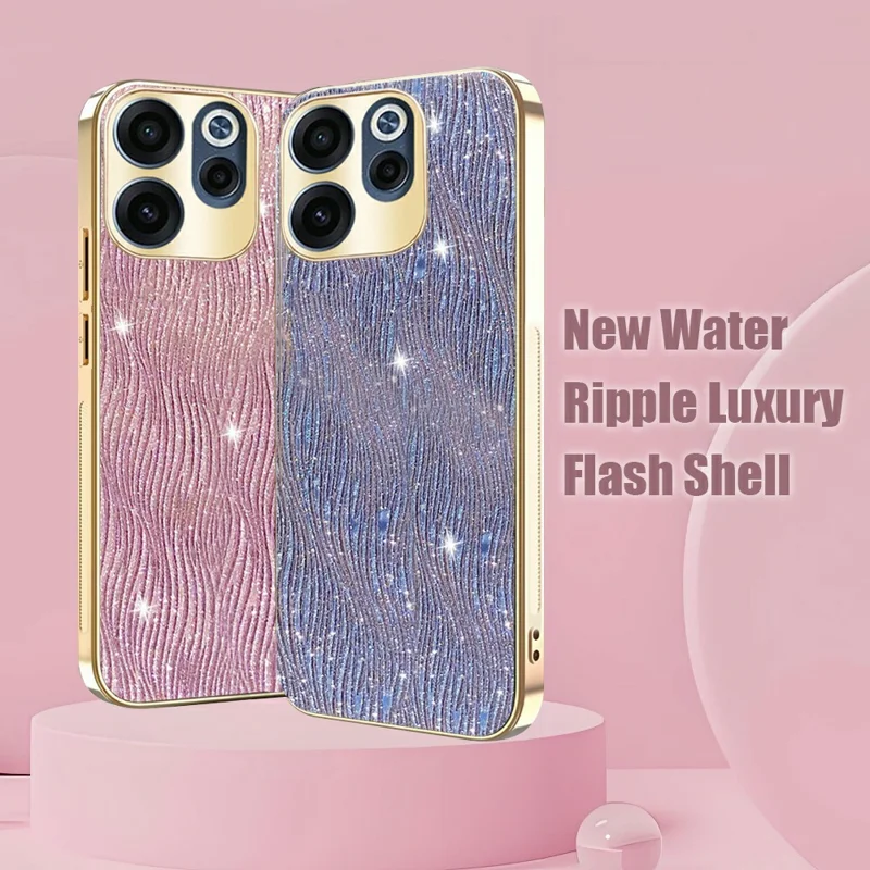 For Oppo Reno15 F 5G Case Electroplating Ripple Texture PU + TPU + PC Phone Back Cover - Purple