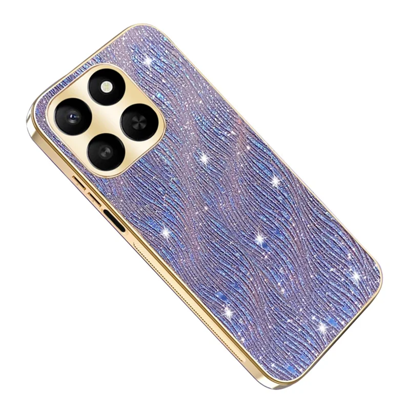 Phone Case for Honor 400 Smart 4G / 400 Smart 5G / X7d 4G / X7d 5G Electroplating Ripple Texture PU + TPU + PC Back Cover - Purple