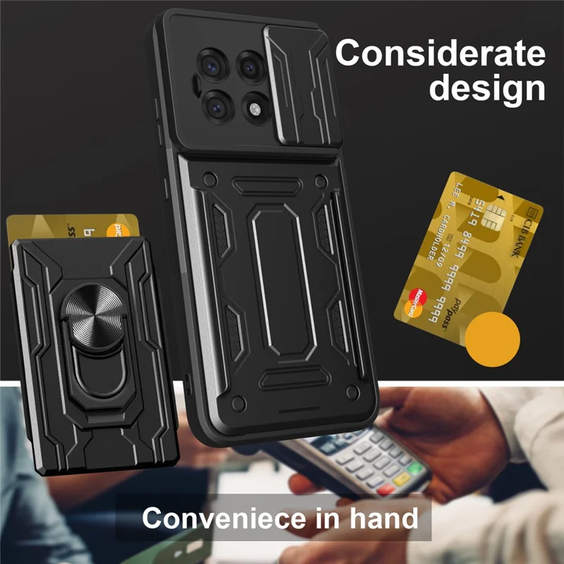 Bulk Purchasing For OnePlus 13R 5G Case PC + TPU Kickstand Phone Back Cover with Camera Slider - Black