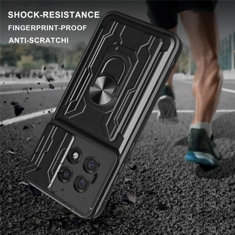 Bulk Purchasing For OnePlus 13R 5G Case PC + TPU Kickstand Phone Back Cover with Camera Slider - Black