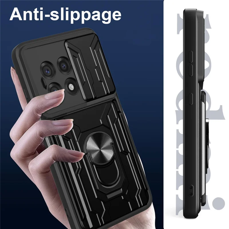 Bulk Purchasing For OnePlus 13R 5G Case PC + TPU Kickstand Phone Back Cover with Camera Slider - Black