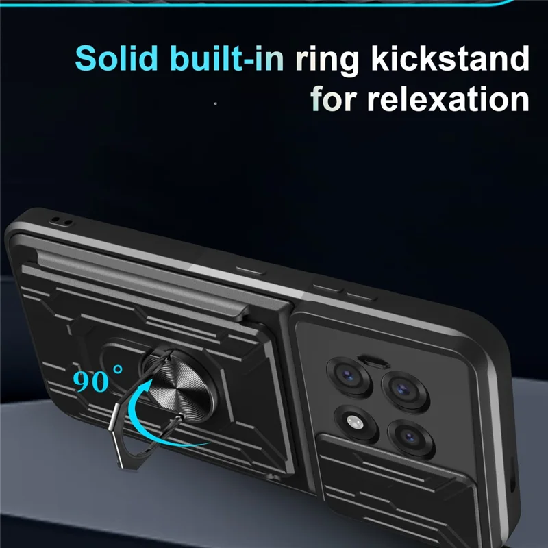 Bulk Purchasing For OnePlus 13R 5G Case PC + TPU Kickstand Phone Back Cover with Camera Slider - Black