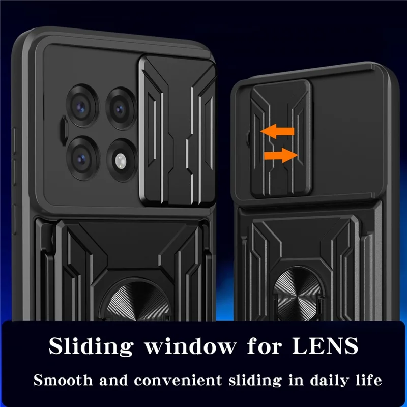 Bulk Purchasing For OnePlus 13R 5G Case PC + TPU Kickstand Phone Back Cover with Camera Slider - Black