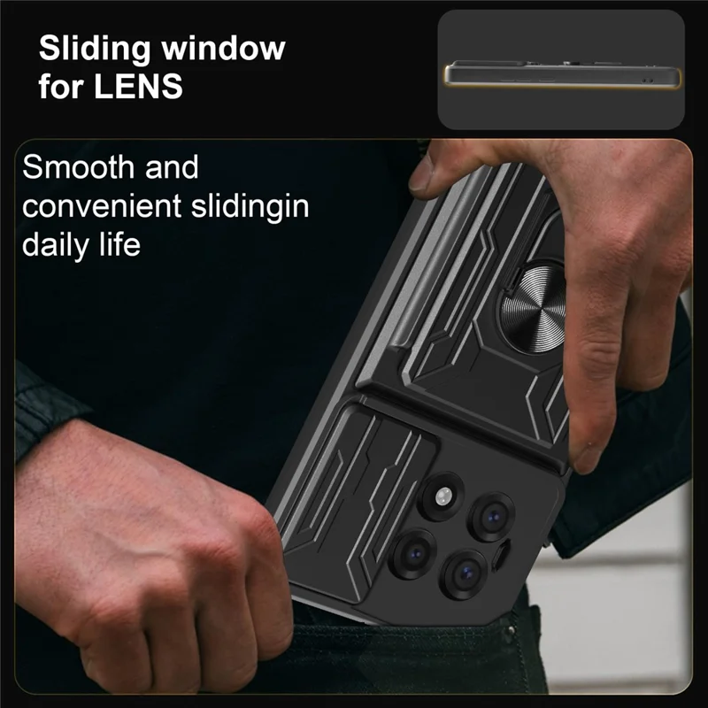 Bulk Purchasing For OnePlus 13R 5G Case PC + TPU Kickstand Phone Back Cover with Camera Slider - Black