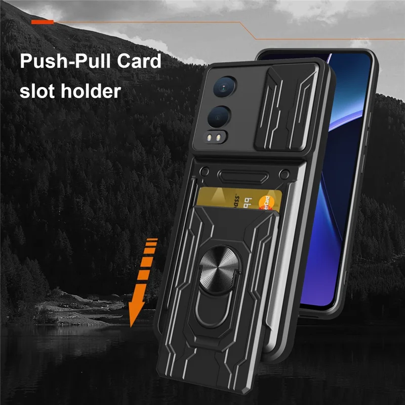 Bulk Purchasing For OnePlus Nord CE4 Lite 5G Case PC + TPU Kickstand Phone Back Cover with Camera Slider - Black