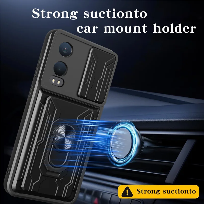 Bulk Purchasing For OnePlus Nord CE4 Lite 5G Case PC + TPU Kickstand Phone Back Cover with Camera Slider - Black