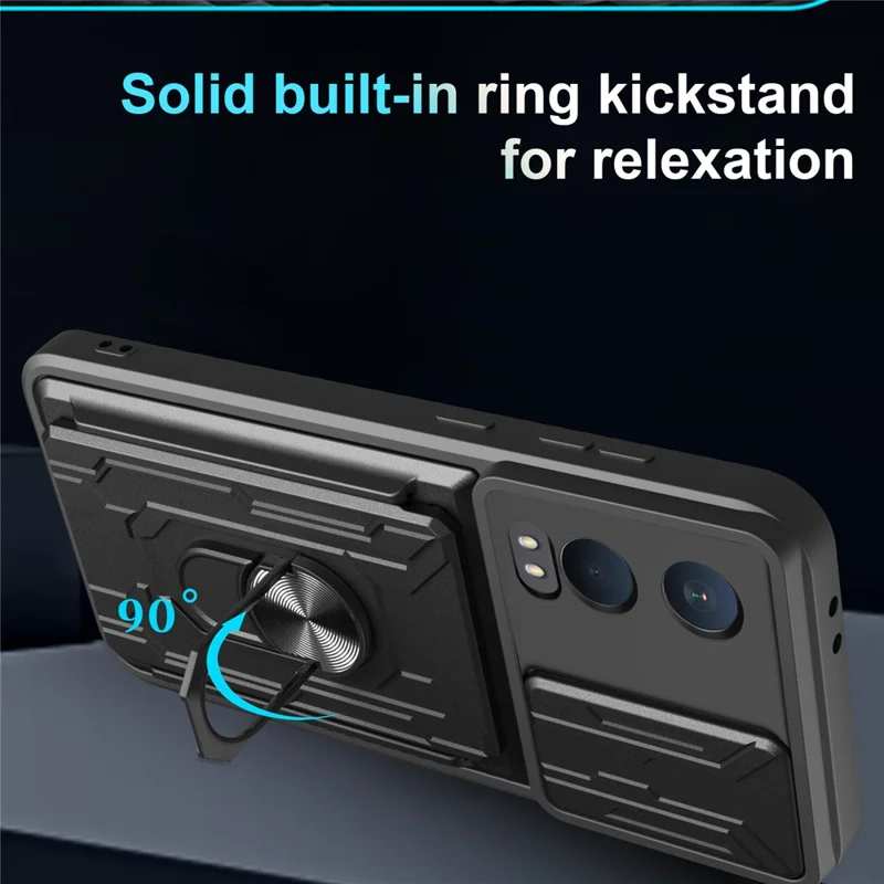 Bulk Purchasing For OnePlus Nord CE4 Lite 5G Case PC + TPU Kickstand Phone Back Cover with Camera Slider - Black