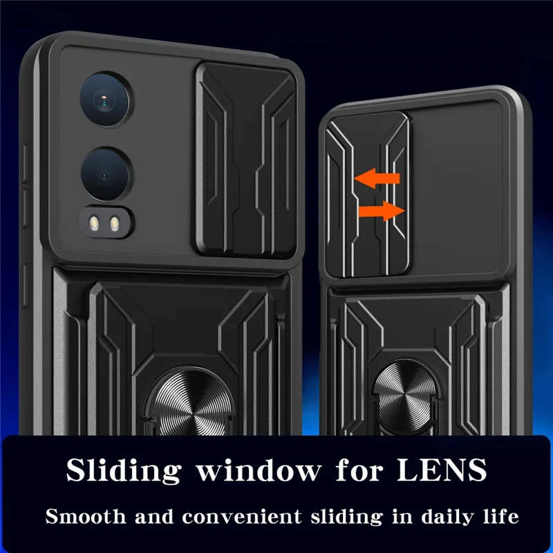 Bulk Purchasing For OnePlus Nord CE4 Lite 5G Case PC + TPU Kickstand Phone Back Cover with Camera Slider - Black