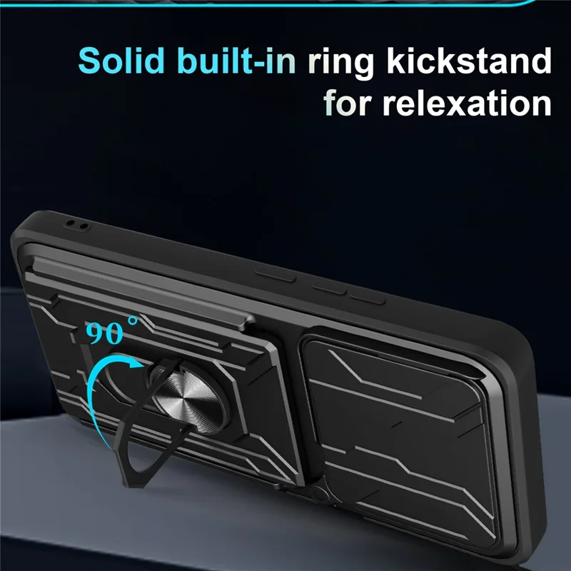 Achat en gros pour Xiaomi Redmi K80 Pro 5G / Poco F7 Ultra 5G, étui arrière en PC + TPU avec support pivotant et coulissant pour objectif - Noir