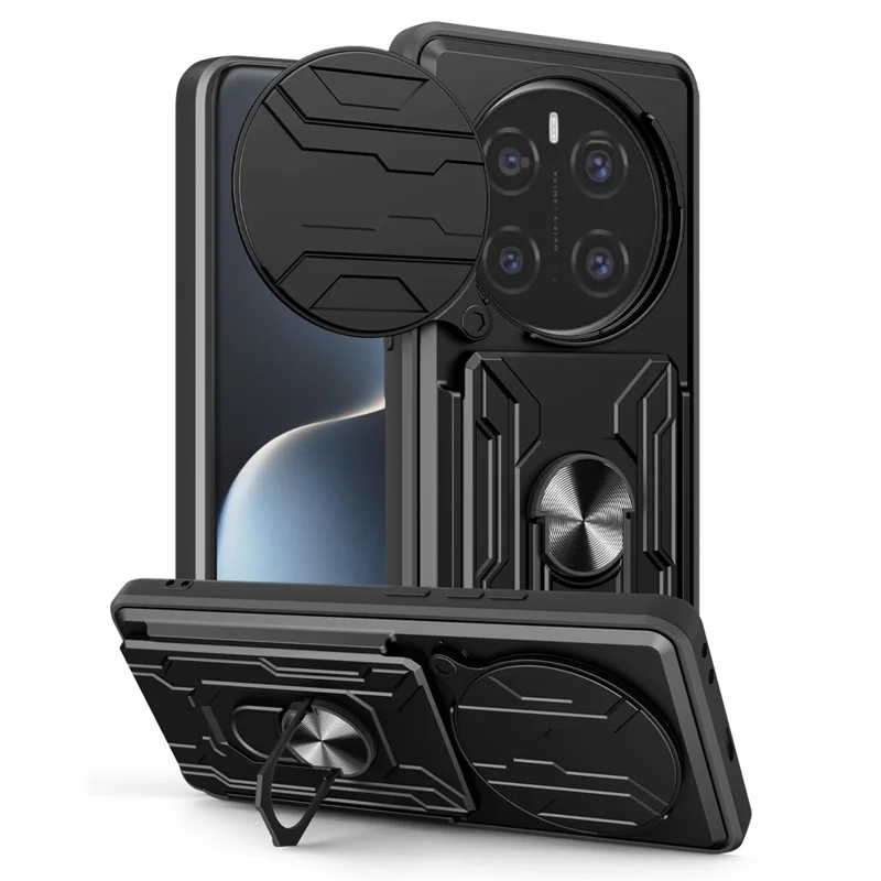 Bulk Purchasing For Honor Magic7 Pro 5G Case PC + TPU Kickstand Phone Back Cover with Camera Slider - Black