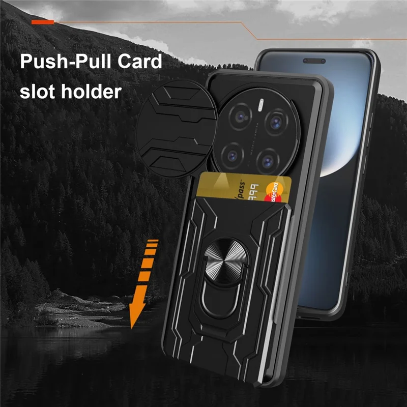 Bulk Purchasing For Honor Magic7 Pro 5G Case PC + TPU Kickstand Phone Back Cover with Camera Slider - Black