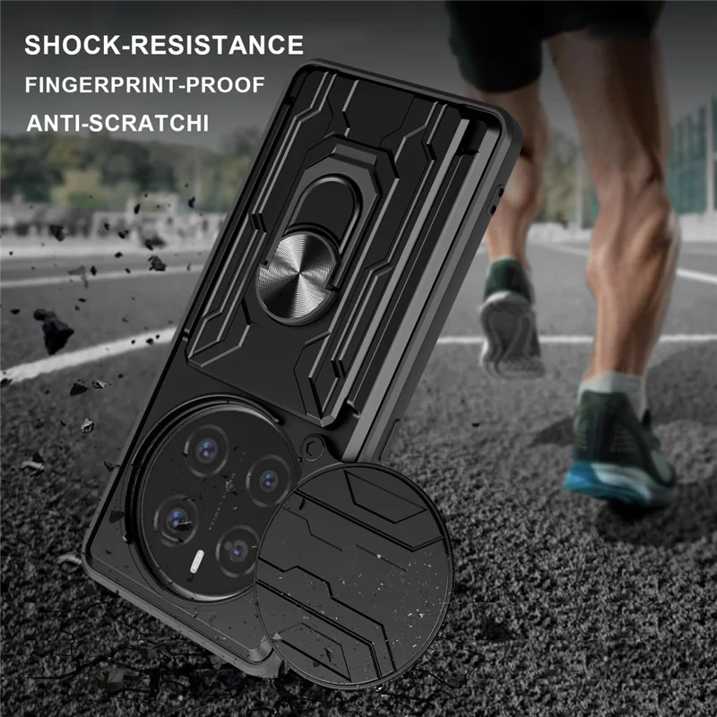 Bulk Purchasing For Honor Magic7 Pro 5G Case PC + TPU Kickstand Phone Back Cover with Camera Slider - Black